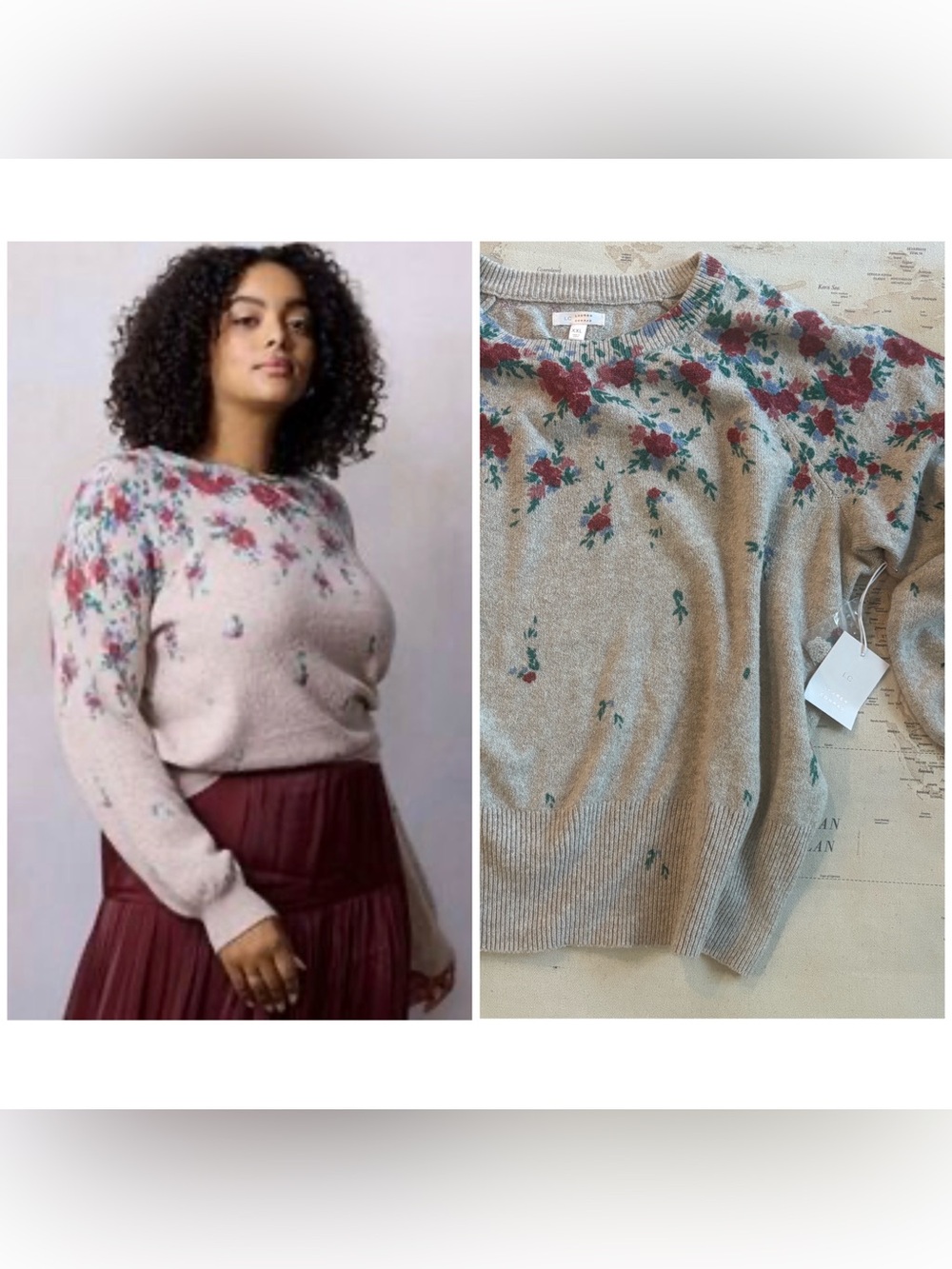 🆕LC Lauren Conrad Floral Sweater Size XXL